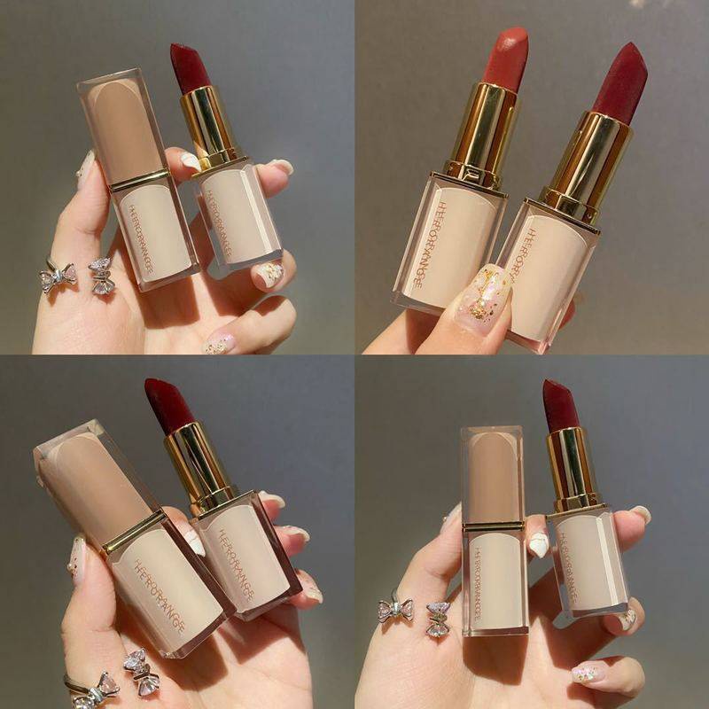 Son sáp lì mềm môi Herorange Lipstick Vỏ Nube BeTrong Nước Lâu Trôi Dưỡng Ẩm