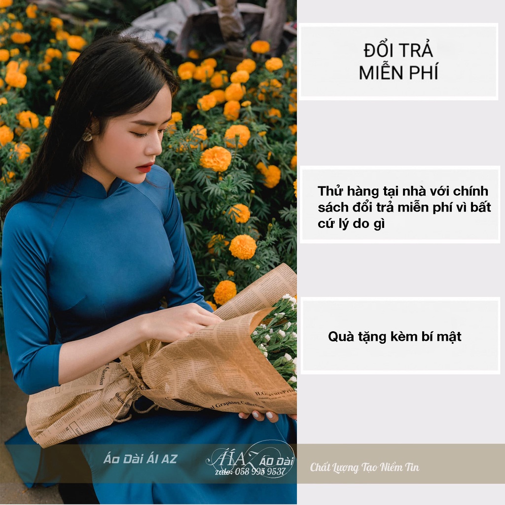 Áo Dài Truyền Thống Nữ Tay Lỡ Cổ Cao AD28