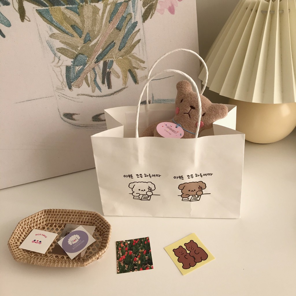 Túi giấy có quai xách đựng quà tặng phong cách Hàn Quốc