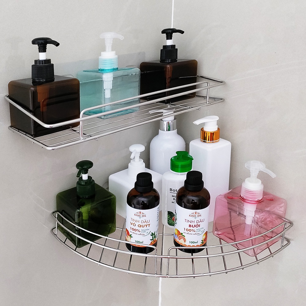 Kệ Góc Nhà Tắm Dán Tường, Kệ Để Đồ Nhà Tắm, Kệ Chữ Nhật Inox Không Rỉ Đa Năng Tiện Dụng - Elliver