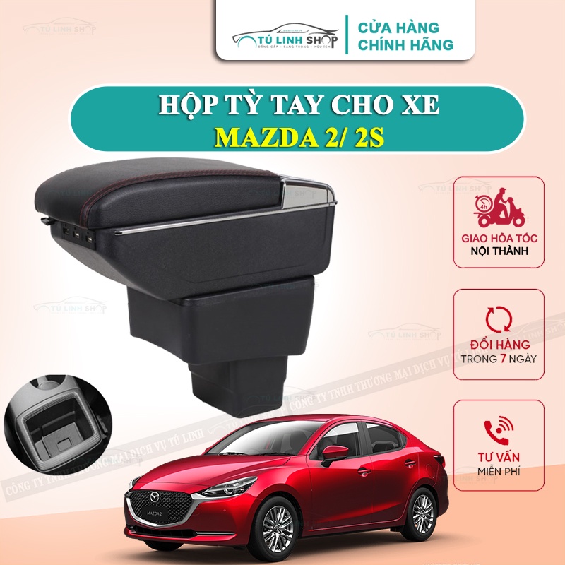 Hộp tỳ tay xe MAZDA 2 2S cao cấp tích hợp cổng sạc USB - Bảo hành 12 tháng