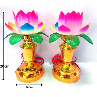 [ Thay bóng dễ dàng ] Đèn thờ cúng hoa sen 126 cao 20cm, đèn để bàn thờ, đèn thờ phật, đèn hoa sen