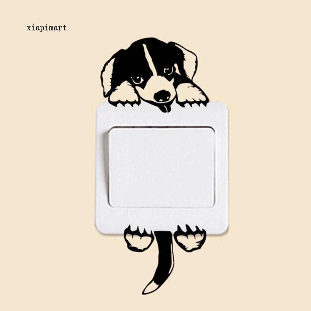 Miếng dán trang trí công tắc trên tường hình chó mèo hoạt hình đáng yêu | BigBuy360 - bigbuy360.vn