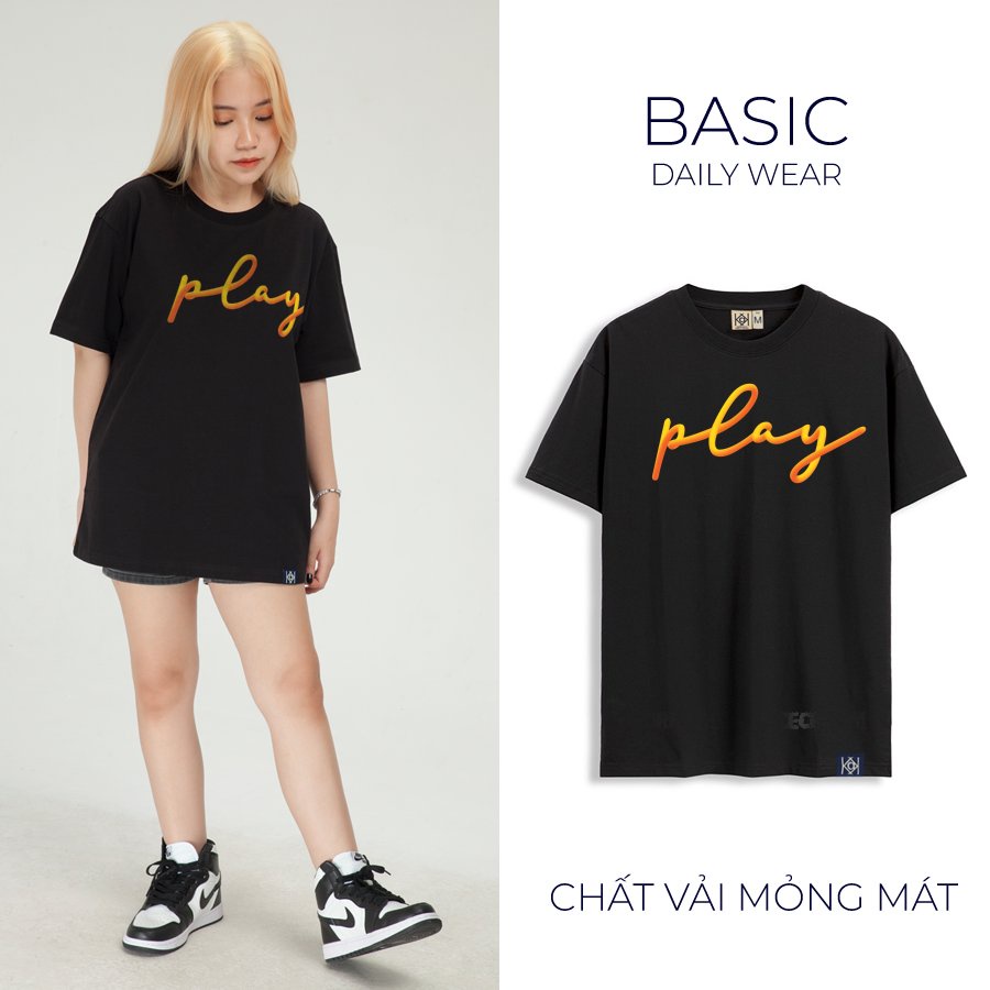 Áo thun nữ nam Phong Cách Hàn Quốc Chữ Play  phông Hàn Quốc local brand MVR BB3802