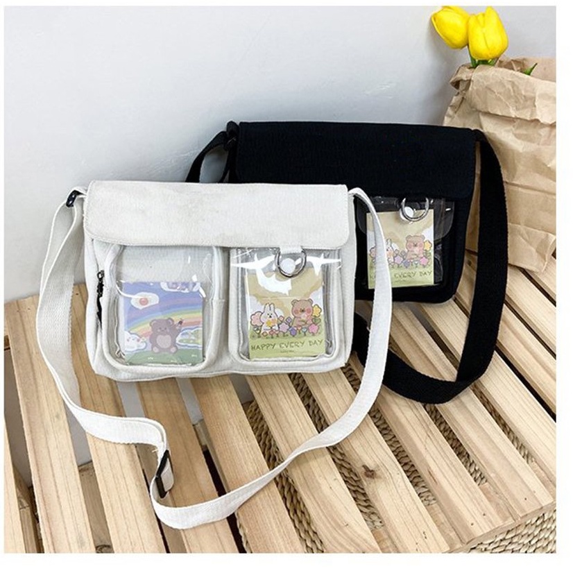 [ GIÁ HUY DIỆT ] Túi vải đeo chéo canvas bóng kính cho học sinh ,sinh viên siêu đẹp, siêu tiện lợi.