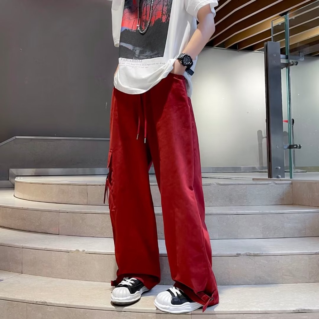 Quần ống rộng Lưng Cao Phong Cách Hip Hop Thời Trang Mùa Hè Cá Tính Cho Nam Và Nữ quần ống suông quần túi hộp nam quần túi hộp quần tây nữ