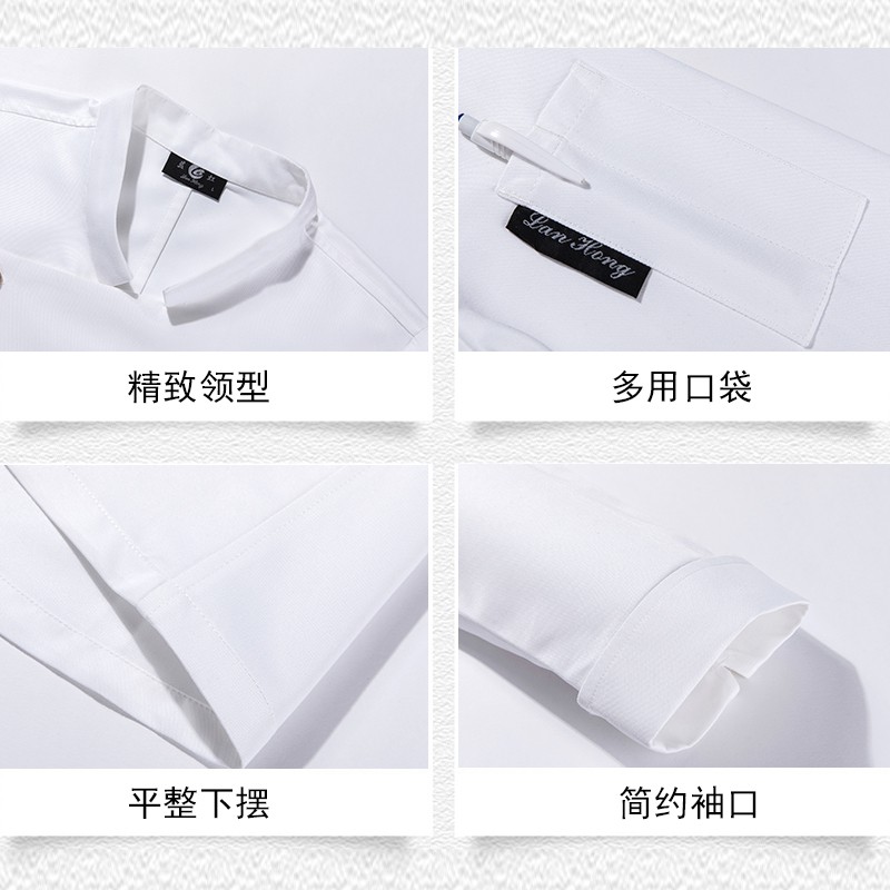 Áo Đầu Bếp Tay Dài Vải Lanh Kiểu Trung Hoa Cá Tính Cho Nam