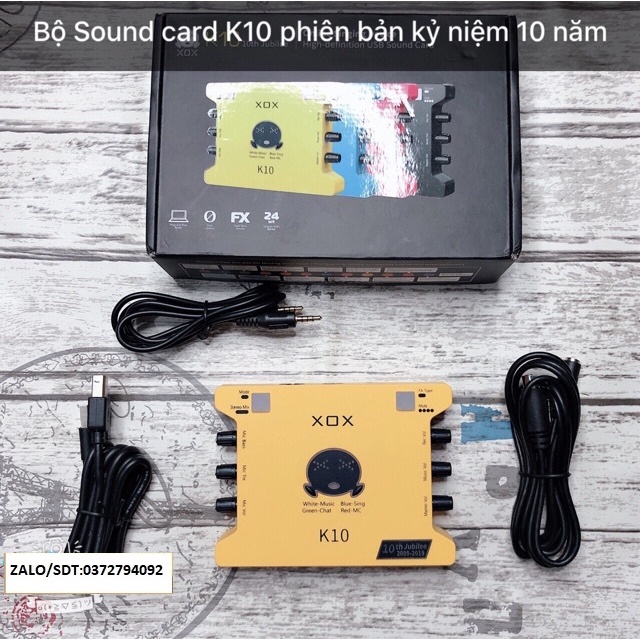 Combo mic livestream karaoke Aqta ALC290 và sound card XOX K10 2020 bản tiếng anh đi kèm chân kẹp màng lọc
