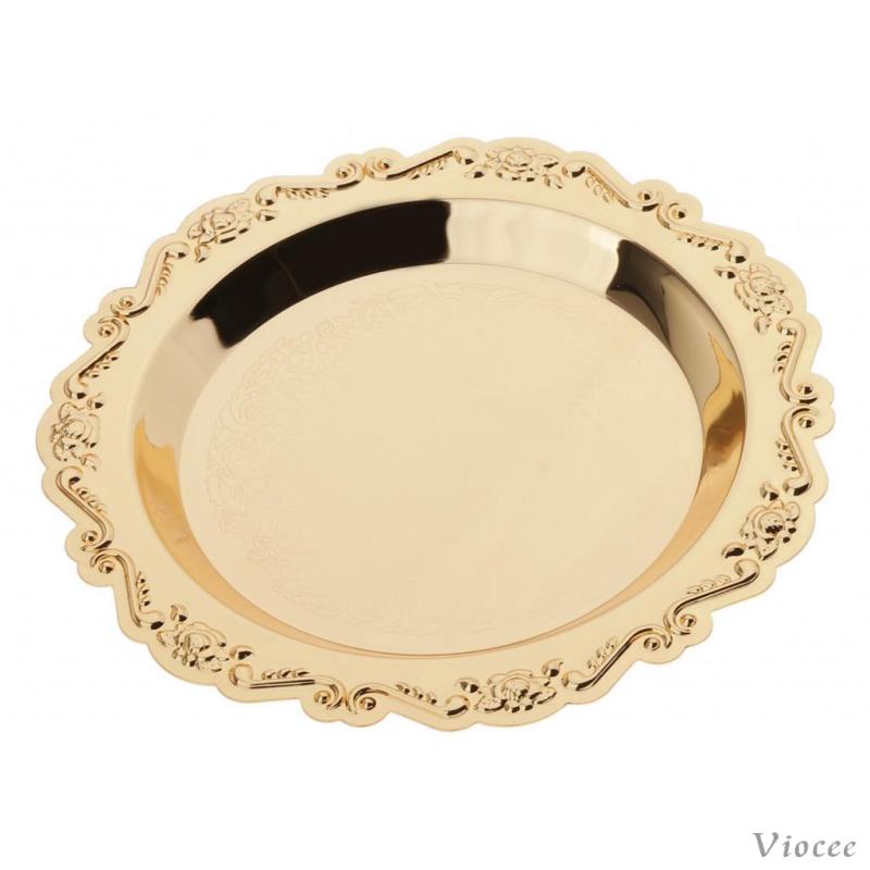 Đĩa Tròn Màu Vàng Kim 4 / 6 "Đựng Trái Cây Tráng Miệng