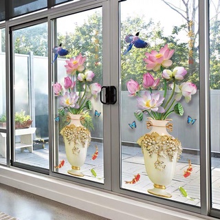 Decal dán tường bình hoa sen 3d