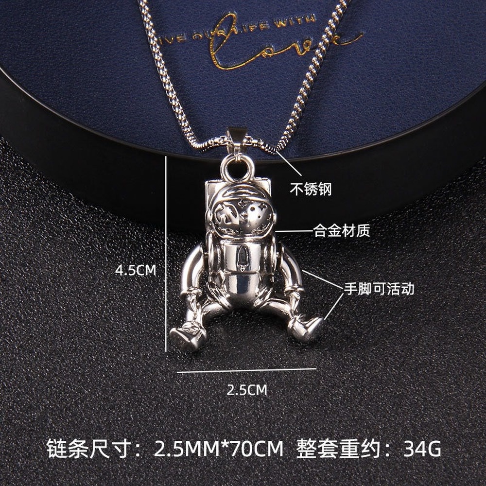 Vòng cổ Sợi Xích Mặt Hình Học Mặt Cười Phi Hành Gia Gấu Hàn Quốc Phong Cách Hip-hop Cổ Điển Thời Trang Cho Nữ