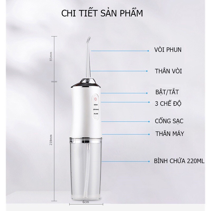 [HÀNG CHÍNH HÃNG] Máy Tăm Nước Cầm Tay Oral Irrigator, Tăm nước y tế, Vệ sinh răng miệng công nghệ Châu Âu