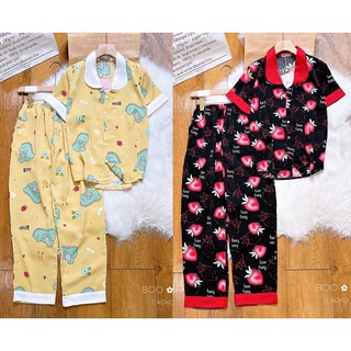 Đồ bộ lụa mango tnqd boo boo mẫu dâu + khủng long xanh cute