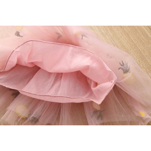 Váy bé gái cộc tay mẫu thêu trái thơm nhiều màu Hạ Băng Designs 2-8 tuổi 13-27kg