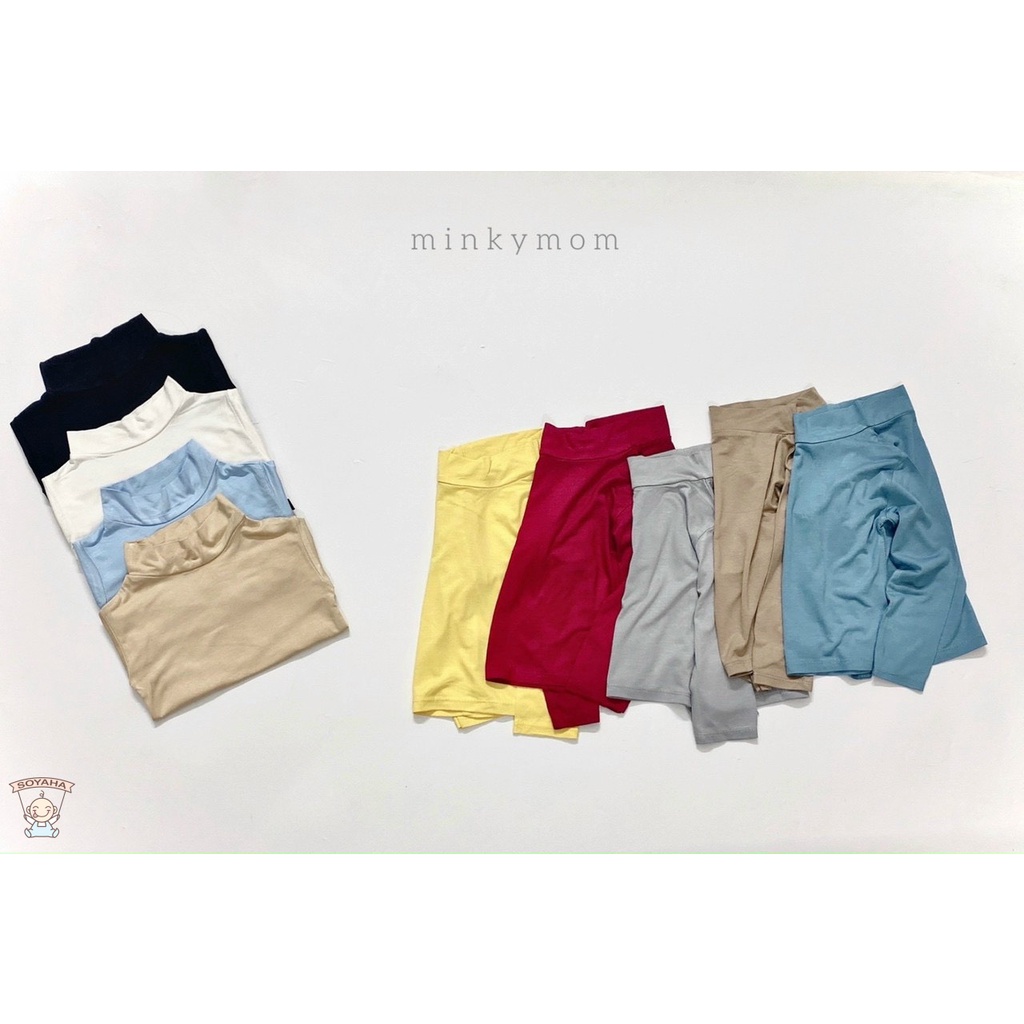 Áo Bún Giữ Nhiệt Minky Mom Thun Cotton Cổ 3 Phân Cho Bé Trai Bé Gái Thu Đông Dài Tay