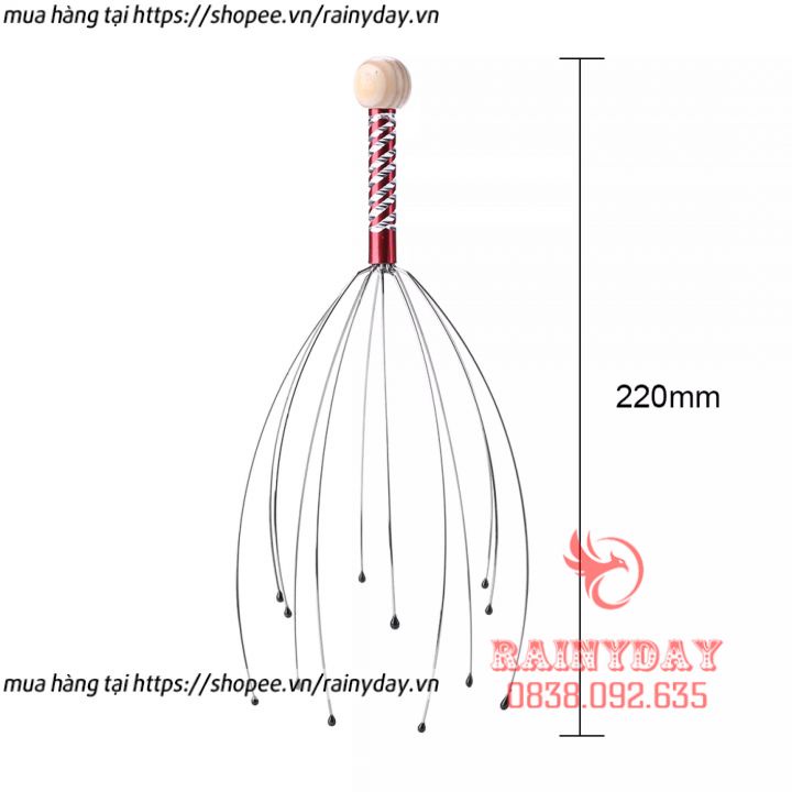 Cây massage đầu, dụng cụ mát xa đầu bạch tuộc thư giãn gãi đầu xả stress