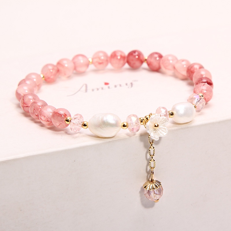 Mùa Thu‍Vòng Tay Vỏ Sò Đính Hoa Và Hạt Ngọc Trai Phong Cách Hàn Quốc