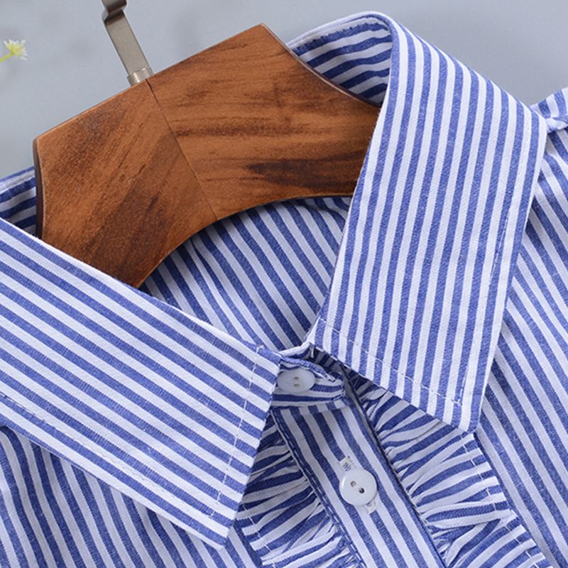 Cổ Áo Sơ Mi Giả Denim Phối Ren Thời Trang Cho Nữ