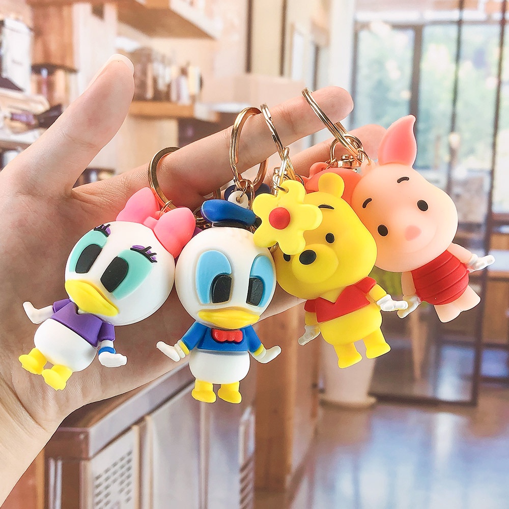 DISNEY Móc khóa hình chuột Mickey Minnie bằng PVC dễ thương