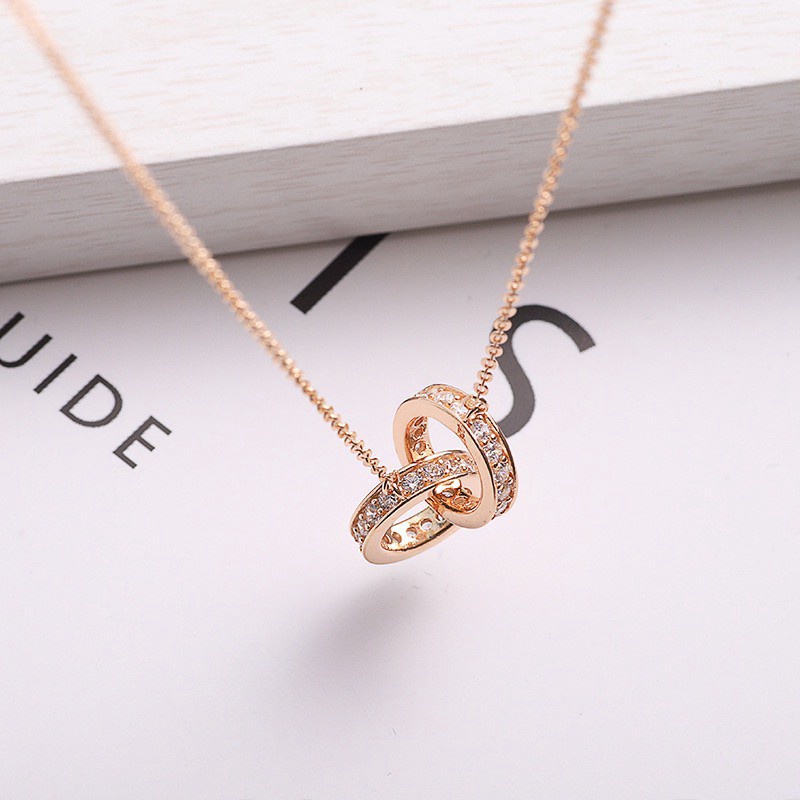 Dây Chuyền Bằng Thép Không Gỉ Đính Kim Cương Nhân Tạo Cao Cấp Phong Cách Hàn Quốc Thời Trang Cho Nữ