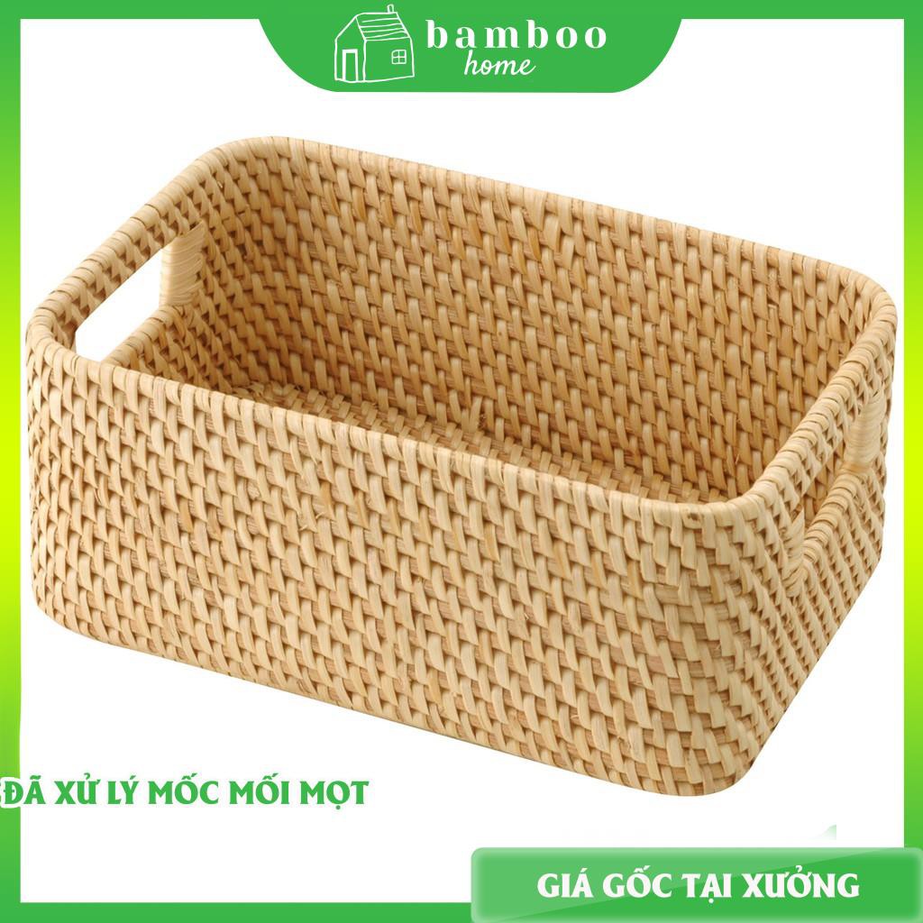 T7 Giỏ mây tre đan THE BAMBOO có tay xách xuất Nhật Bản