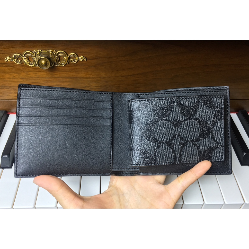 Ví Coach Nam Compact Id Wallet In Signature Canvas