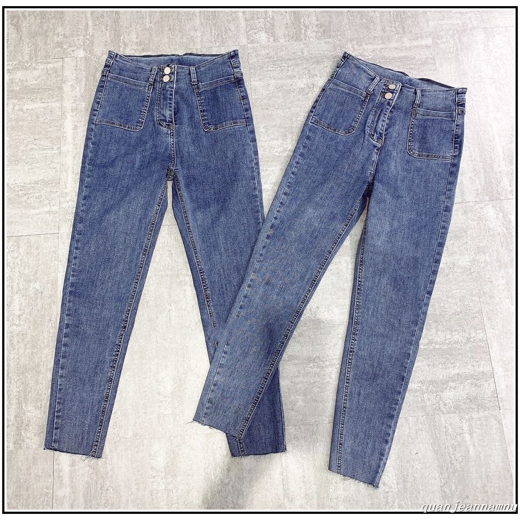 Quần jean nữ 2 TÚI KIỂU + 2 CÚC lưng siêu cao (ĐẬM) #8001-@16