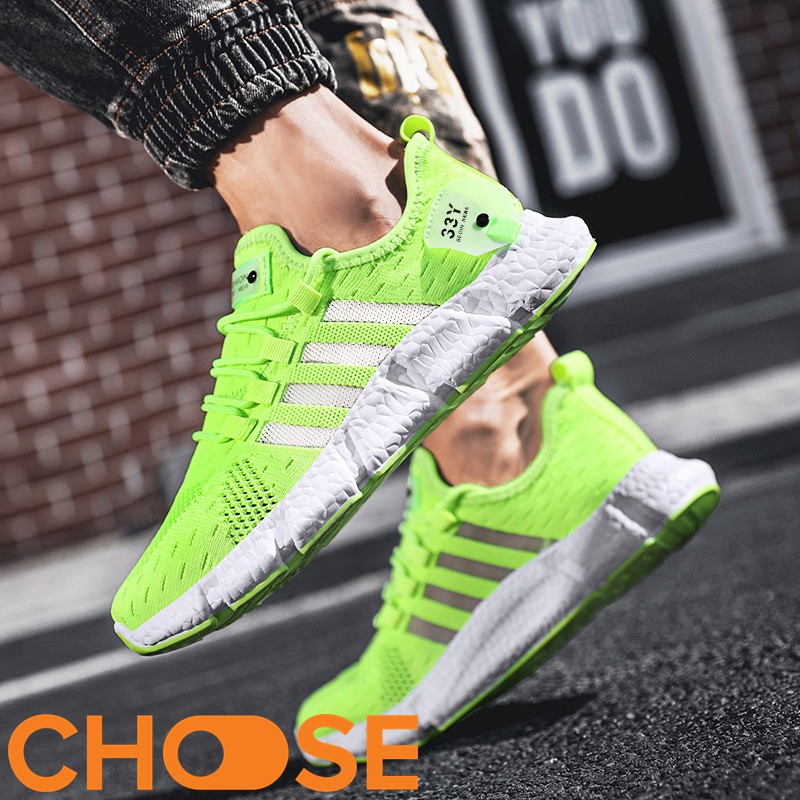 Giày Thể Thao Nam Choose Phối Màu Nổi Xanh Lá Dạ Quang Siêu Êm G48K2