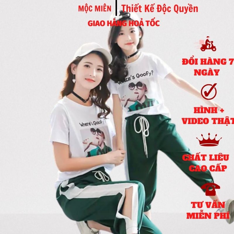 Bộ đồ đôi mẹ và bé gái cực xinh kiểu dáng thể thao năng động MB01