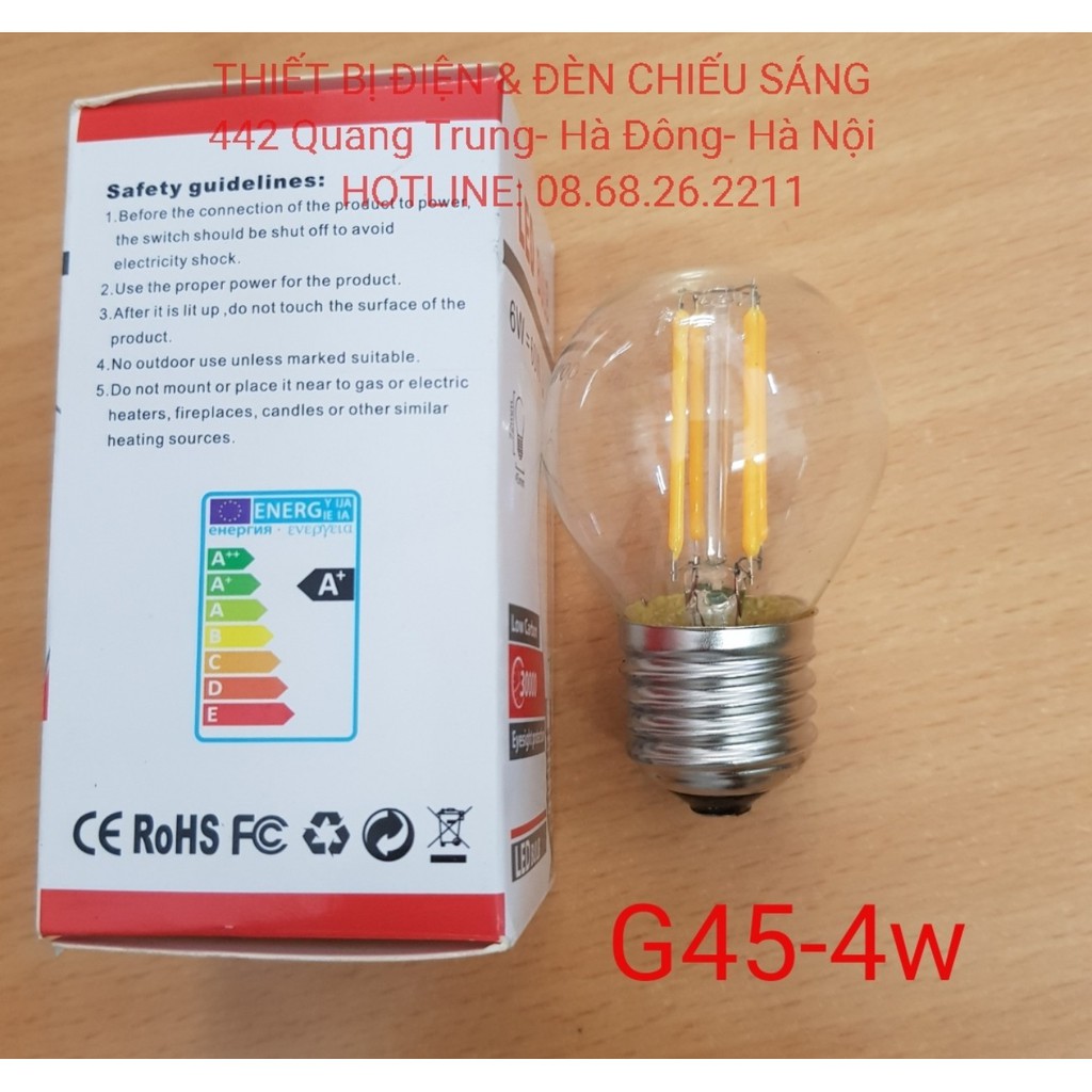 Bóng đèn led 4W- edison G45, A60,đui E14,E27 a/s vàng có bảo hành
