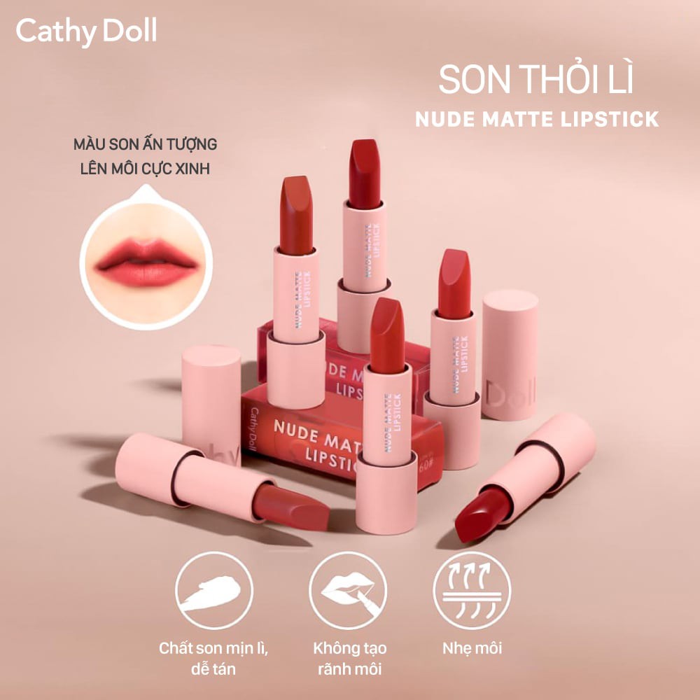 Son Thỏi Cathy Doll Nude Matte Lipstick 3.5g