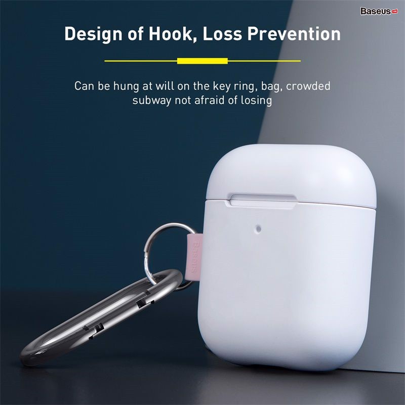 Ốp lưng chống sốc có móc khoá đeo cho Airpods Baseus Let''s go Woven Label Hook Protective Case(cho AirPods 1/2)