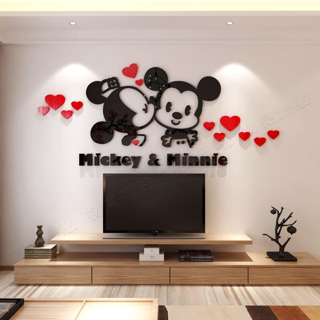 Tranh dán tường mica 3D - Mickey