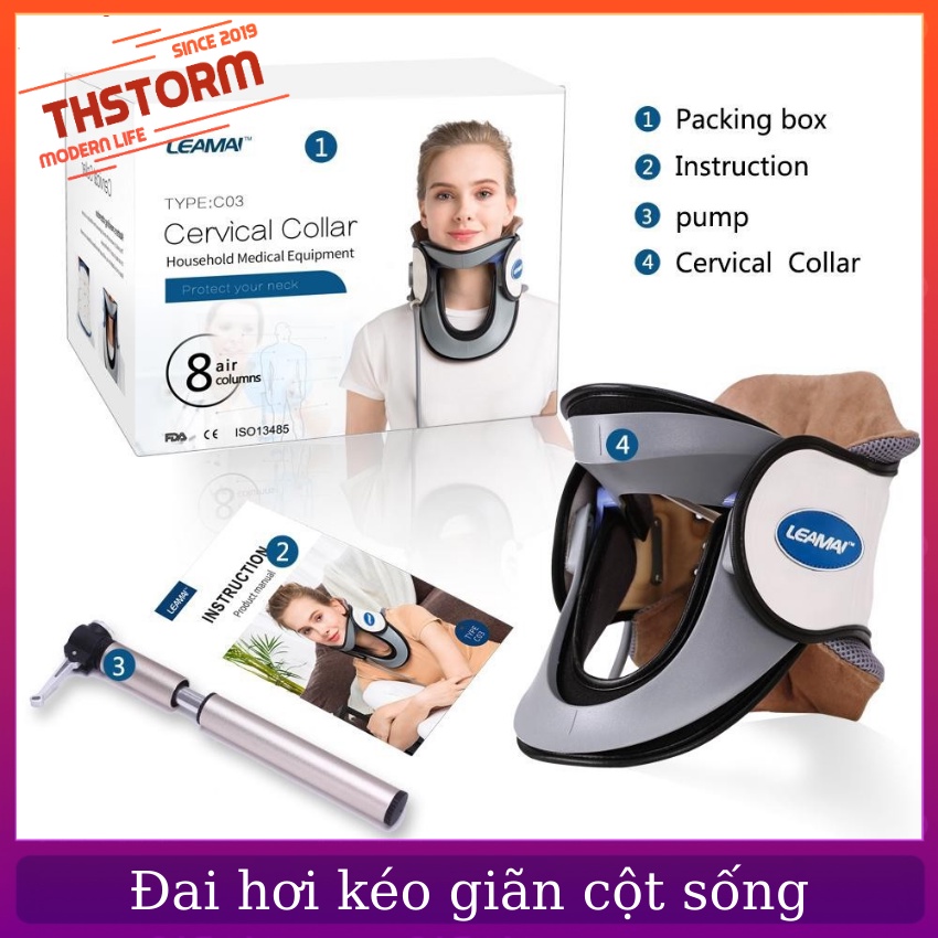Đai Hơi Kéo Giãn Cột Sống Cổ Leamai C03 "Chuyên Dụng" Hỗ Trợ Cột Sống THStorm