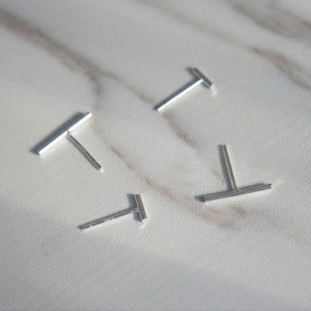 Khuyên tai bạc nữ TLEE thanh bạc trơn basic nhiều size cá tính TleeJewelry B0219
