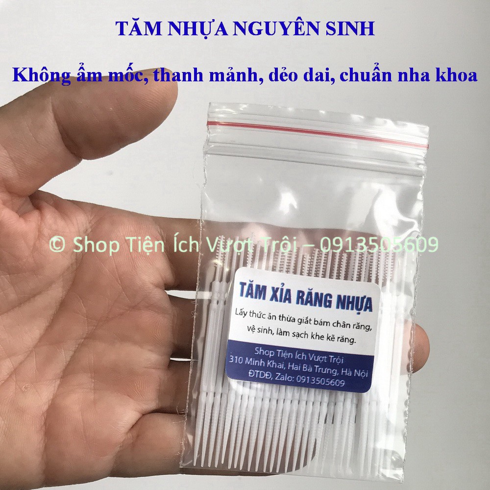 Tăm xỉa răng nhựa dẻo (gói 50-150 cái), nhỏ, làm sạch thức ăn giắt kẽ răng, tiện cho người niềng răng-Tiện Ích Vượt Trội