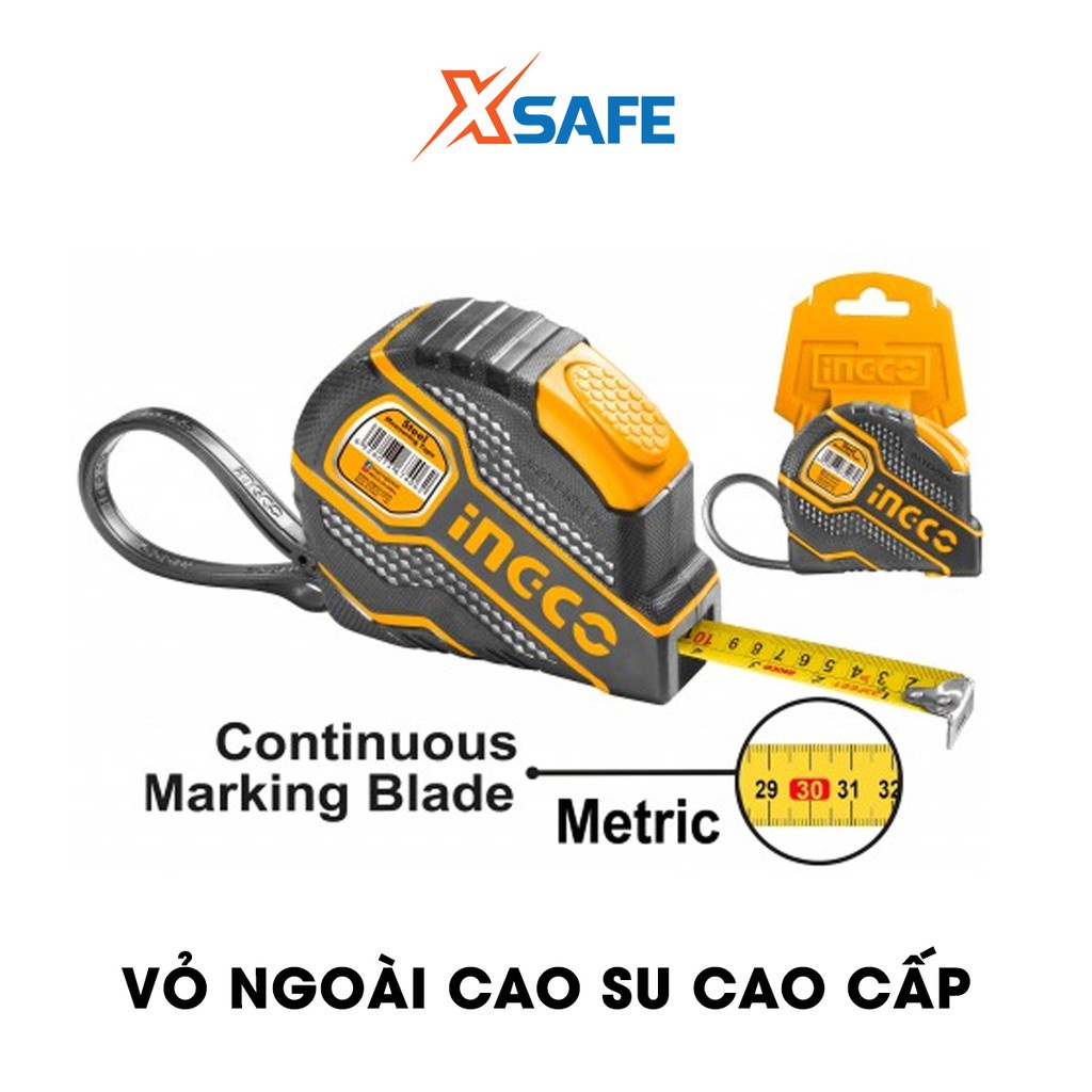 Thước cuộn thép nền vàng cao cấp INGCO đủ size Nút bật đôi. Chức năng khóa tự động, thước dây cuộn tự động chất liệu ABS