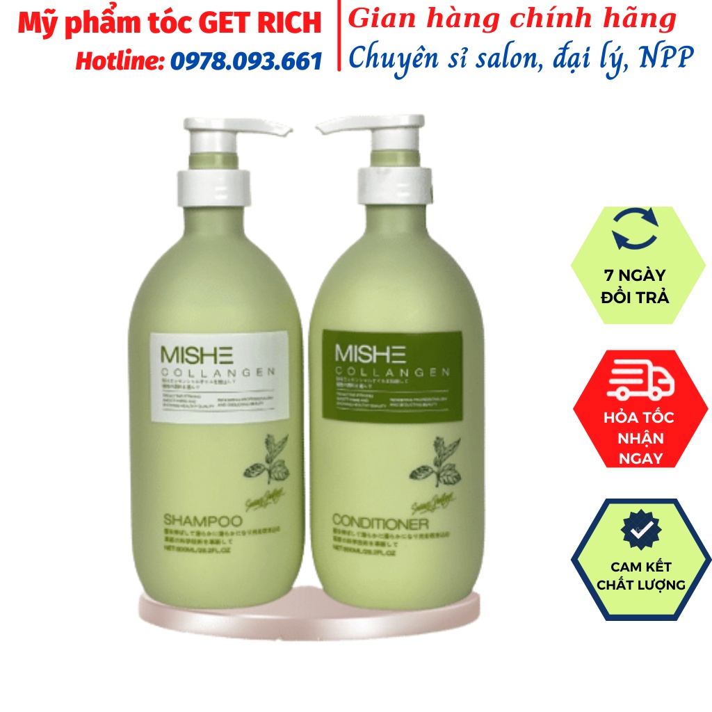 [Hàng Chính Hãng]Dầu Gội Xả Mishe Collagen Bạc hà 800mlx2