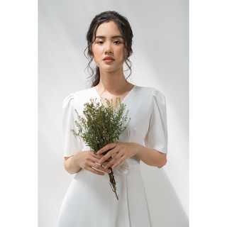 ĐẦM CỔ V ĐẮP CHÉO ĐÍNH HOA - D1113
