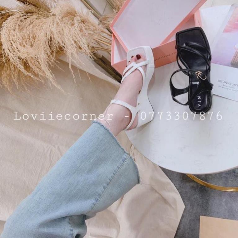 LOVIIECORNER - GIÀY ĐẾ XUỐNG 7CM XỎ NGÓN QUAI CHÉO THỜI TRANG - SANDAL ĐẾ XUỒNG QUAI MẢNH ĐẾ CAO 7 PHÂN - S200905