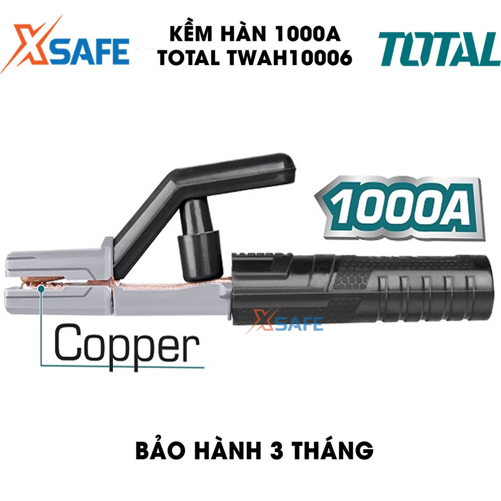 Kềm hàn 1000A TOTAL TWAH10006 kiểu dáng mới Kìm hàn dòng điện định mức 1000A, phù hợp sử dụng cho máy hàn MMA của TOTAL