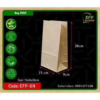 Túi giấy kraft 100 cái size  15x9x28cm