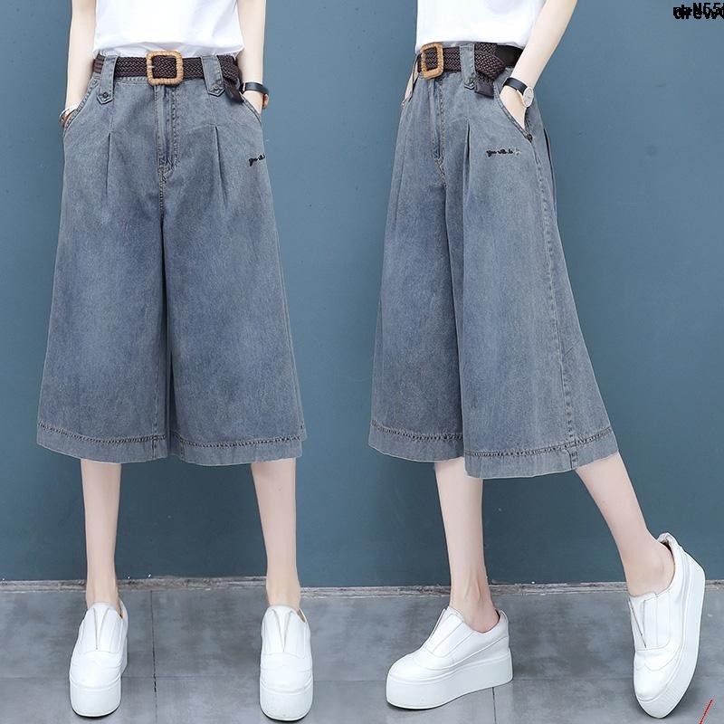 Quần Jeans Lửng Ống Rộng Lưng Cao Phong Cách Châu Âu Thời Trang Cho Nữ