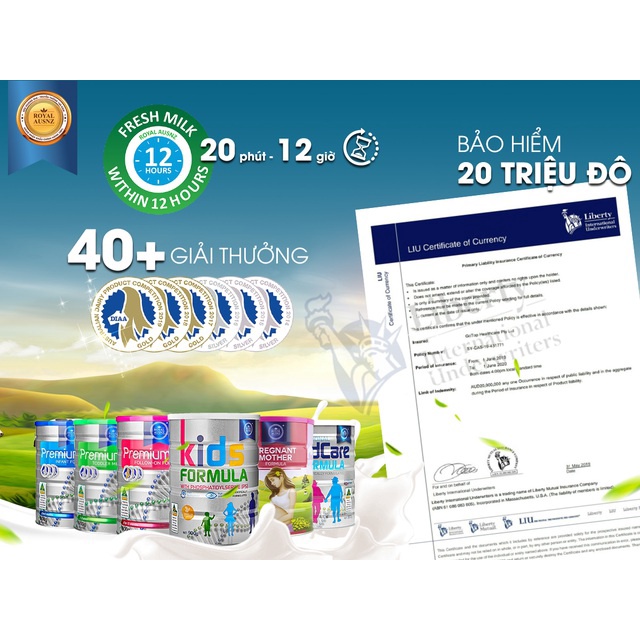Sữa Bột Hoàng Gia Úc Royal Asunz Premium Gold 1 2 3 (400g -&gt; 900g) [Chính Hãng] DATE MỚI Phát Triển Toàn Diện Đề Kháng