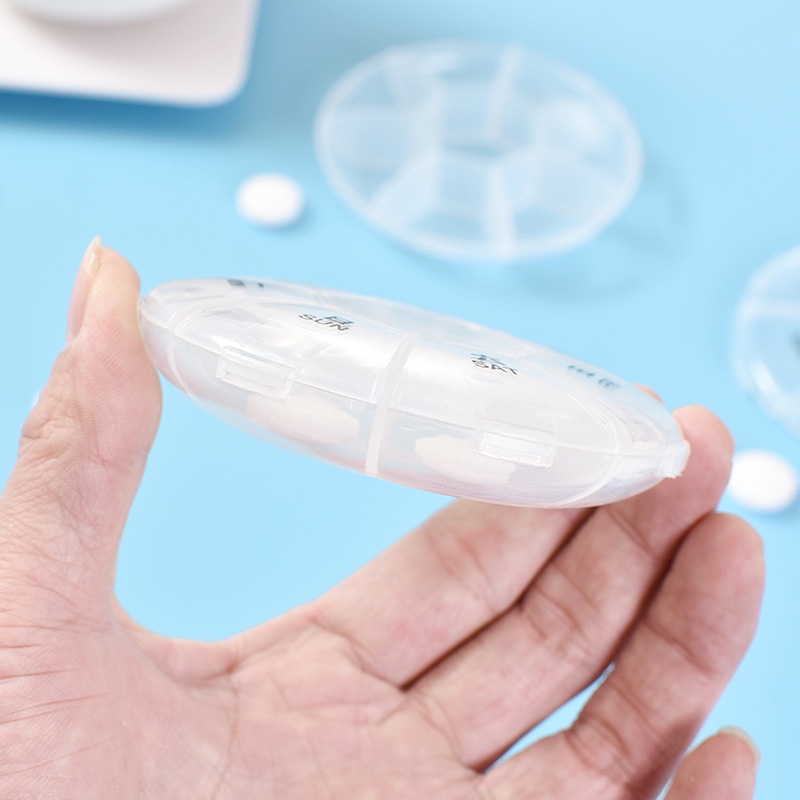 Hộp Đựng Thuốc 7 Ngày Trong Suốt Hình Tròn Mini Tiện Lợi Khi Đi Du Lịch