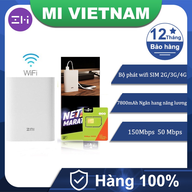 ZMI MF885 phát wifi từ sim 3G/4G kiêm sạc dự phòng 10000mAh |7800mAh | BH 12 THÁNG