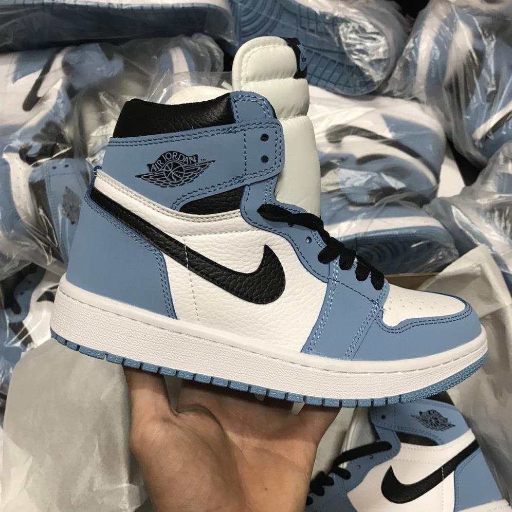 Giày Jordan 1 High University Blue ( Ảnh thật + Hàng Sẵn ), giày jordan xanh nhạt cao nam nữ, giày jordan