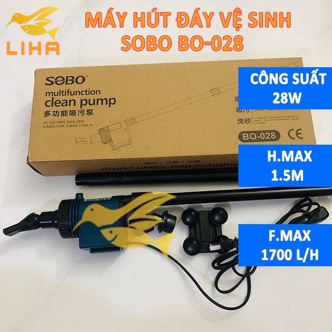 Máy Hút Vệ Sinh Tích Hợp Đầu Bơm Sobo BO028 BO058 - Hút Cặn Hồ Cá Điện Siêu Sạch