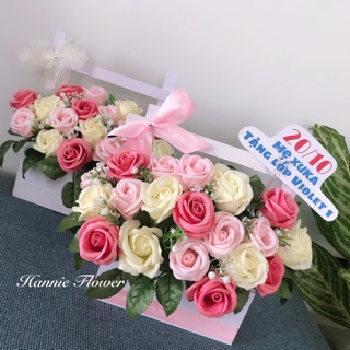 [Hannie Flower] Giỏ hoa sáp phối bi