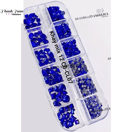 Khay Đá chân bằng mix Đá chân lưới Angelica- Nails,Đá khối đính Móng